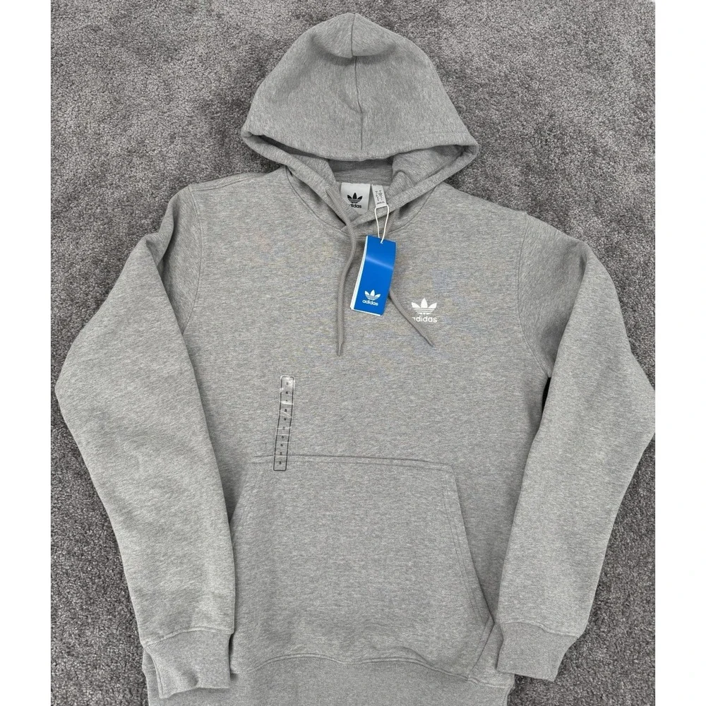 Adidas Originals Essential Hoodie Gray Trefoil Pullover NWT Men's Small IM4525